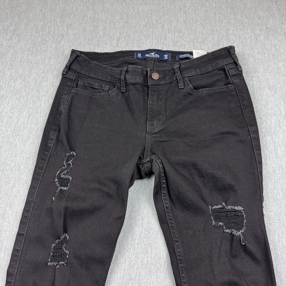 Hollister Jeans Womens 29x28 Black Low Rise Super Skinny Distressed Classic - Picture 2 of 14